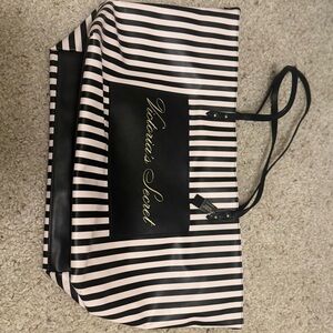 Victoria's Secret Black and White Striped Tote